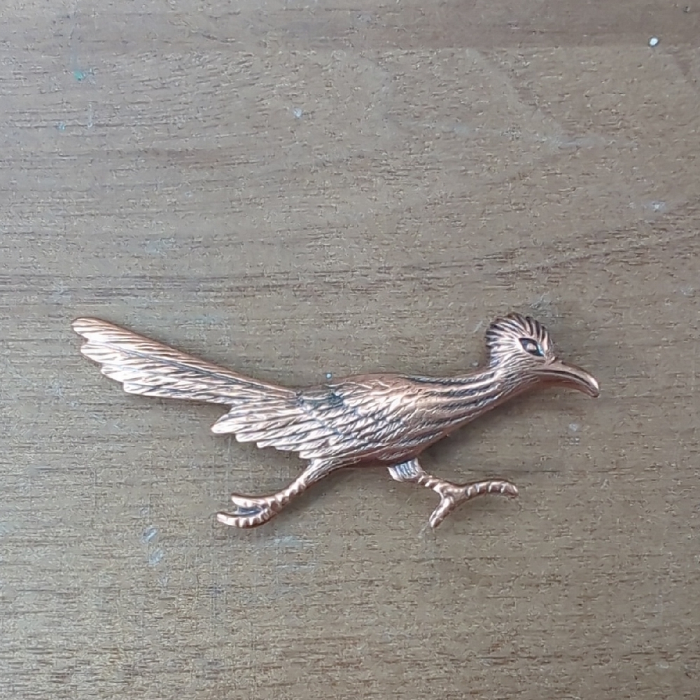 Vintage Copper Roadrunner Pin Brooch